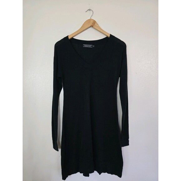Peruvian Connection V Neck Long Sleeve Pima Cotton Dress Size XS Black Short - Picture 1 of 7